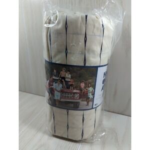 Novogratz twin 3 piece cotton sheet set new off white navy blue stripe